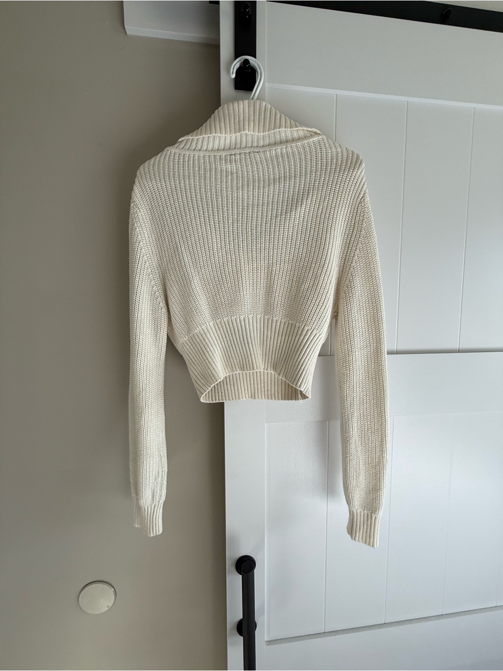 Dynamite Crochet-Style Cream Ribbed Collared Sweater - Picture 2 of 2